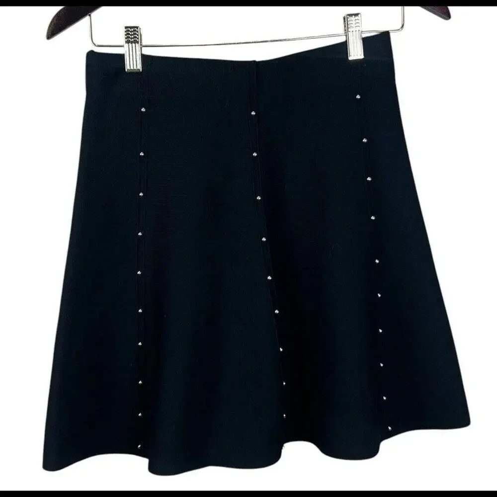 Zara Basic Collection Mini Skirt Womens Small Black‎ Faux Silver Bead